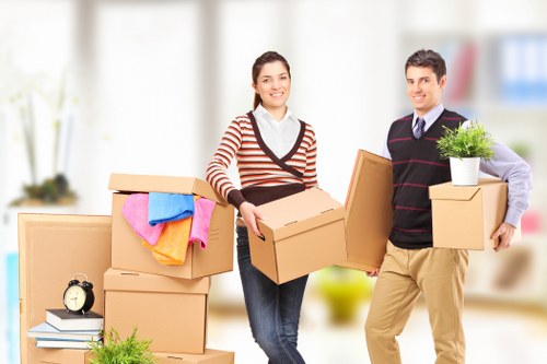 Packed household items organized for storage in Acton